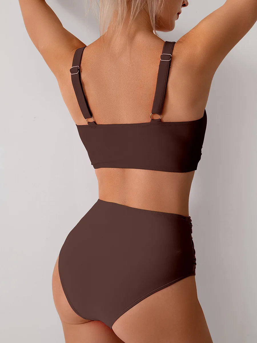 Maillot de bain sexy VigoBreviya 2025 à bretelles solides pour femmes, ensemble bikini push-up croisé, maillot de bain brésilien taille haute, maillot de bain de plage