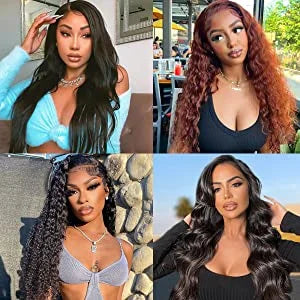 13x6 Synthetic Lace Front Wigs Long Straight Wigs Pre Plucked Free Part Natural Black Lace Frontal Wigs Put On Go Glueless Wigs