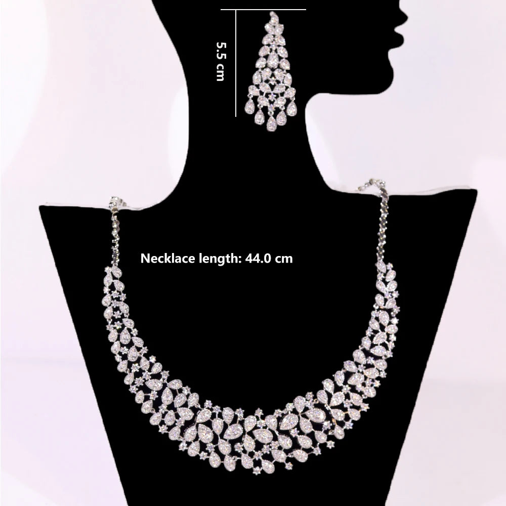 ASNORA Gorgeous CZ Crystal Zirconia Luxury Silver Color Necklace Europe Bridal Wedding Party Dubai Jewelry Set for Women 2024