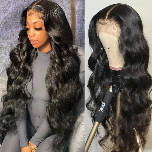 13x4 HD Transparent Body Wave Lace Front Wig 36 Inch Lace Frontal 100% Brazilian Human Hair Natural Wigs Pre Plucked For Women
