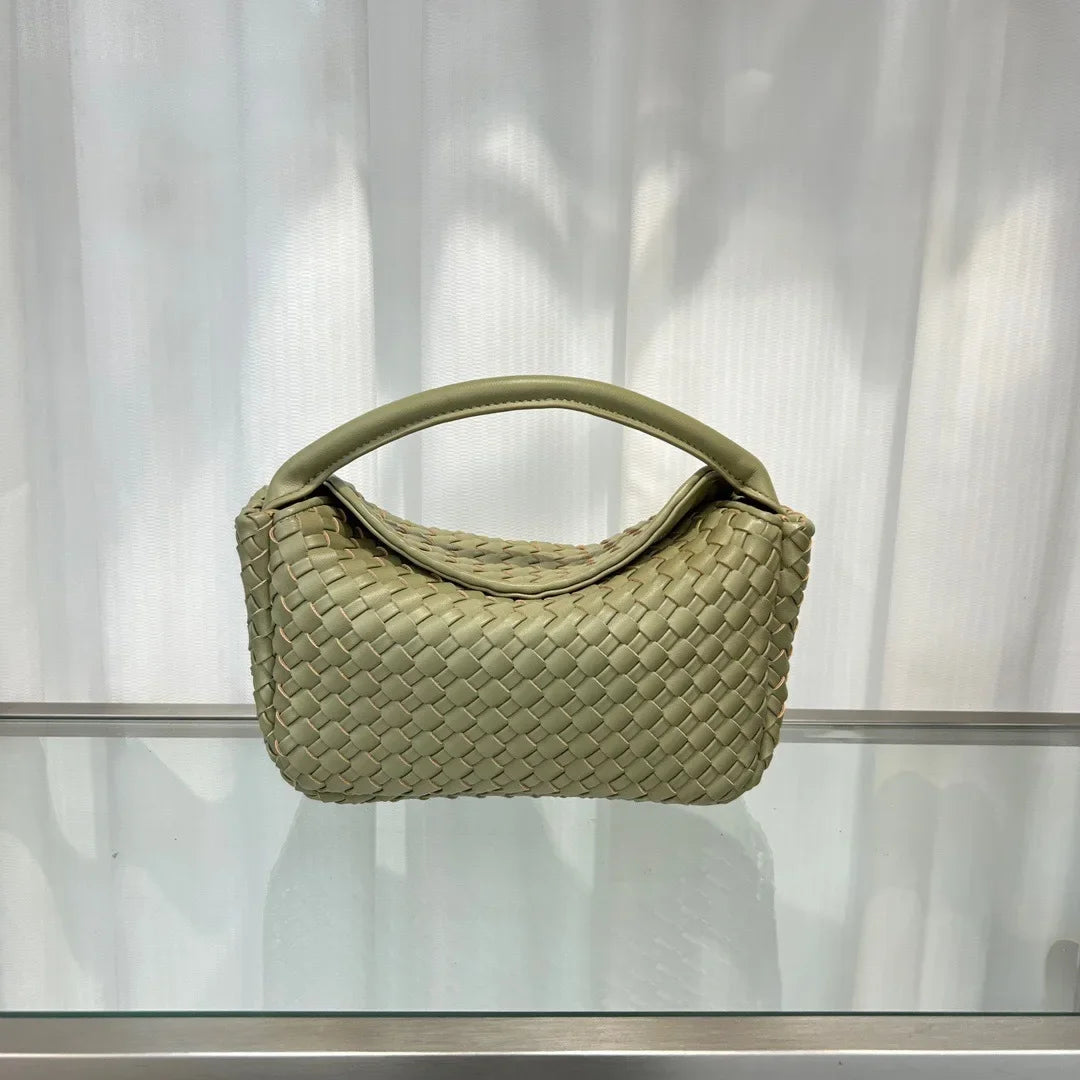 Sac à main en cuir véritable tissé pour femme, nouvelle collection été 2024, sac à bandoulière simple, style tendance et souple