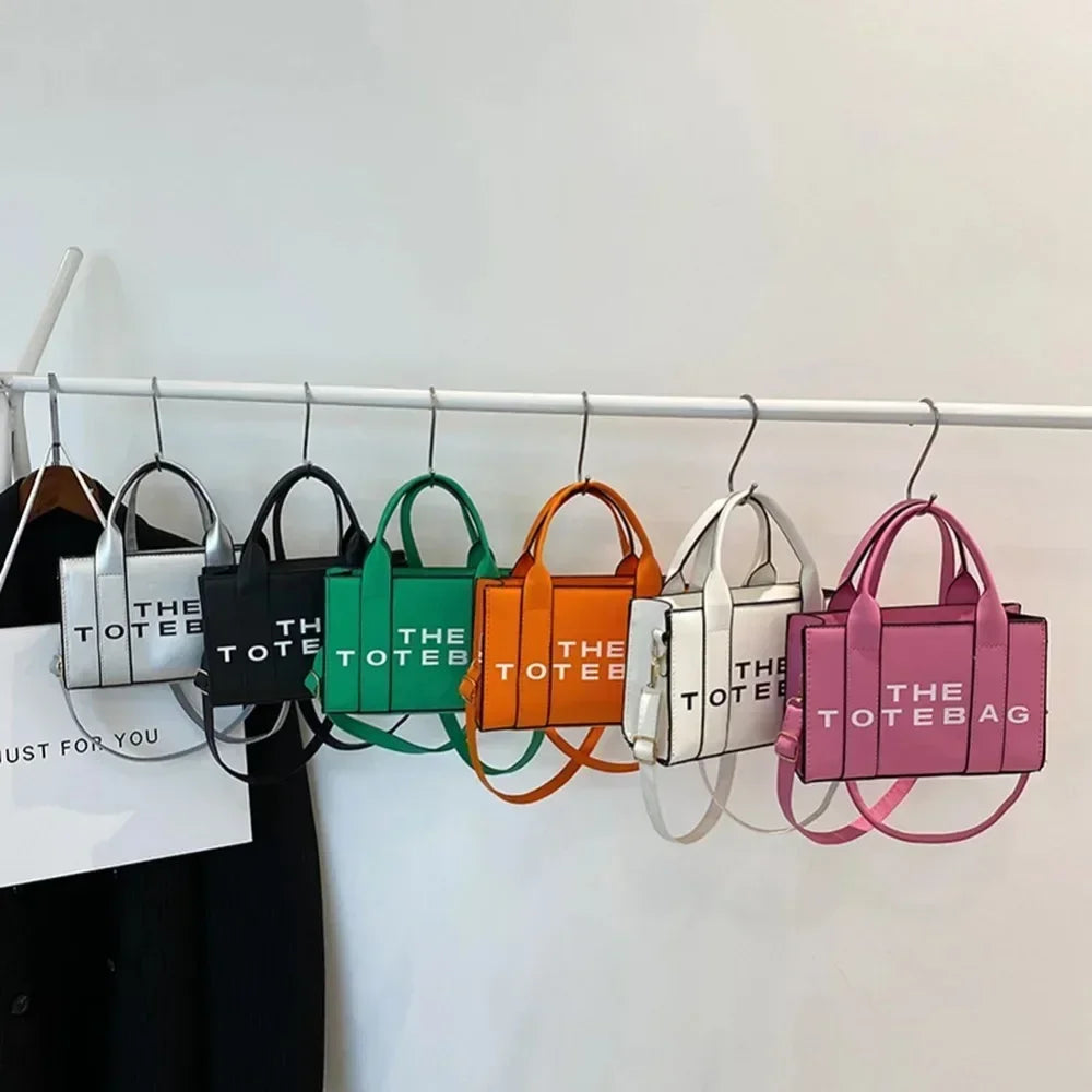 Sac fourre-tout pour femme, lettres contrastées, sac de transport tendance pour dames, en cuir PU, portable, décontracté, simple, bretelles réglables, sacoche pour femme