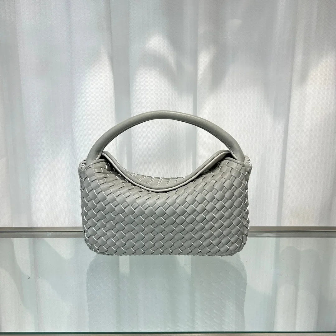 Sac à main en cuir véritable tissé pour femme, nouvelle collection été 2024, sac à bandoulière simple, style tendance et souple