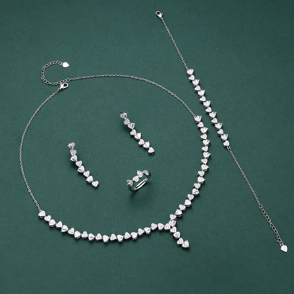 Ensemble de bijoux complet en zircon à la mode de 4 pièces, adapté aux fêtes de femmes, luxueux bijoux de mariage en cristal CZ de Dubaï Nigeria