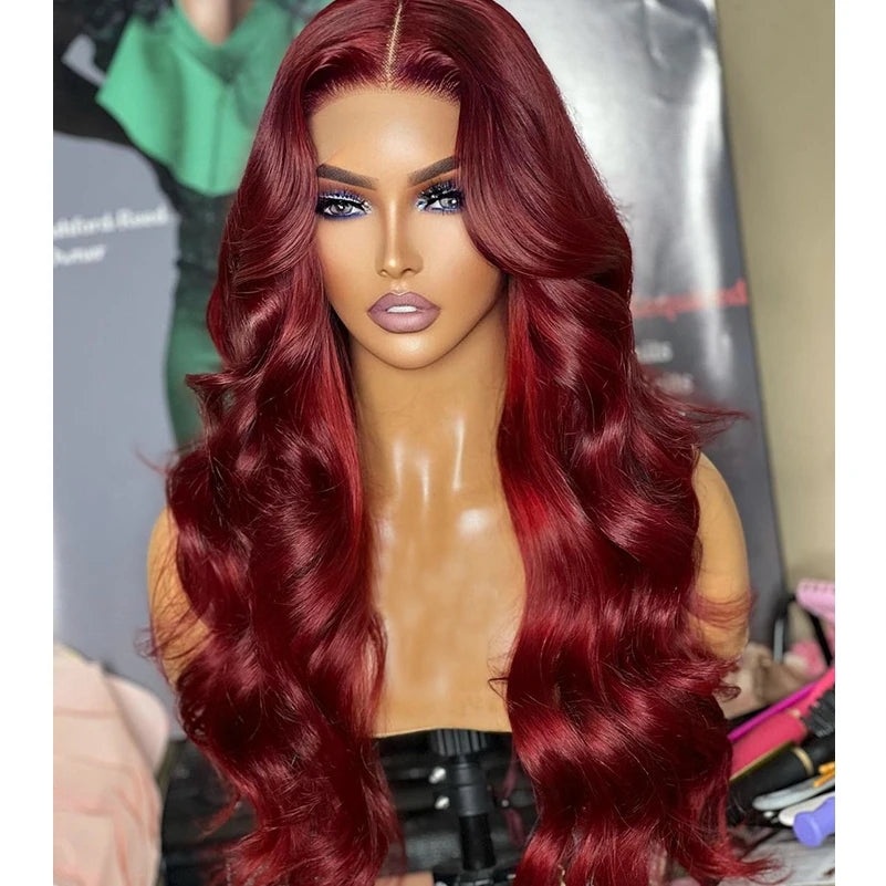AIMEYA Ginger Synthetic Lace Wigs for Black Women Natural Hairline Synthetic Lace Frontal Wig Heat Resistant Fiber Orange Wigs