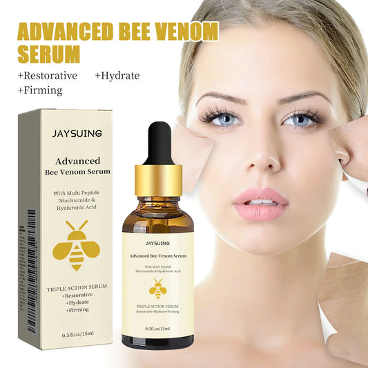 Sérum au venin d'abeille Jaysuing, raffermissant, éclaircit les ridules, répare le teint terne, hydrate, raffermit, illumine la peau.