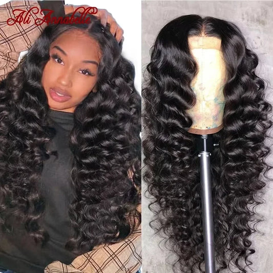 Loose Deep Lace Closure Wigs 4x4 Closure Wigs Ali Annabelle 180 250 Density Brazilian Loose Wave Wigs Lace Front Human Hair Wigs
