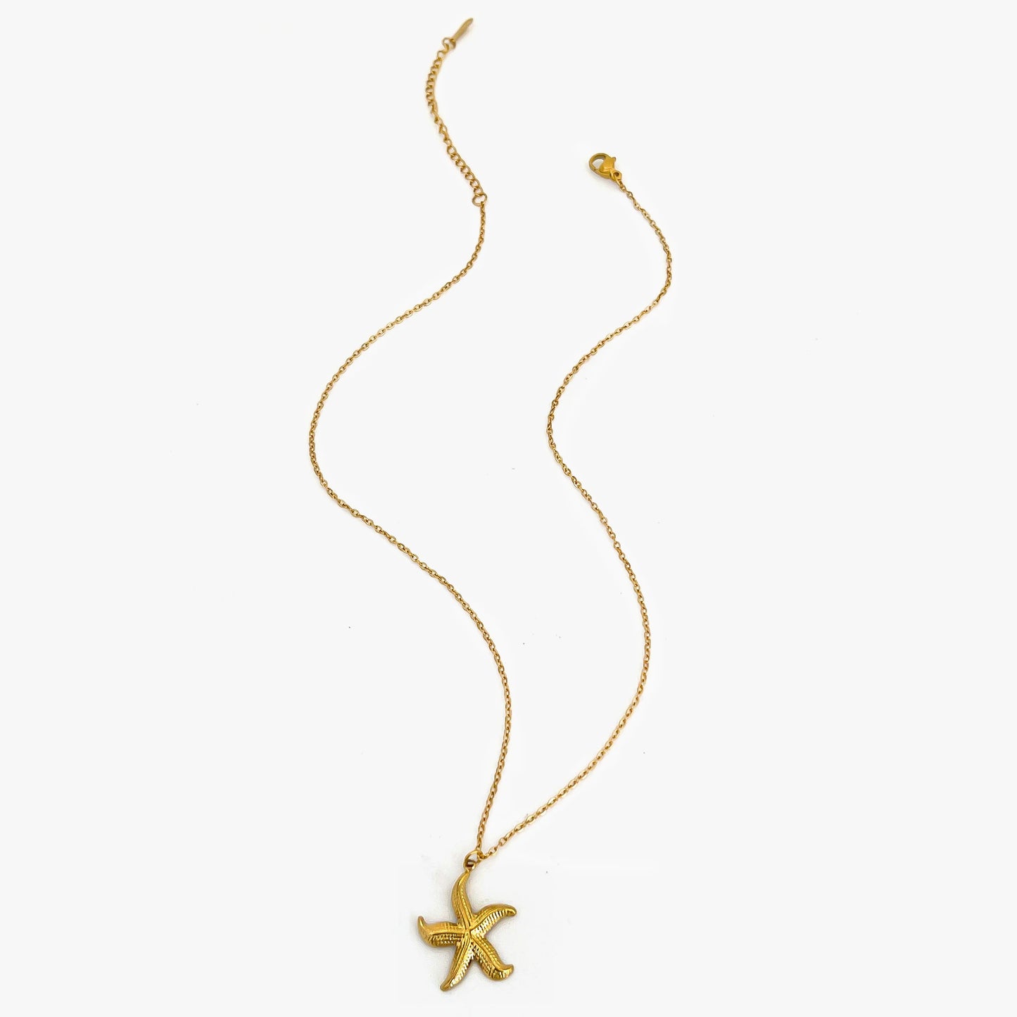 Collier Peri'sbox avec pendentif en spirale creuse en forme d'étoile de mer pour femme, plaqué or 18 carats, anti-ternissement, idéal pour l'été