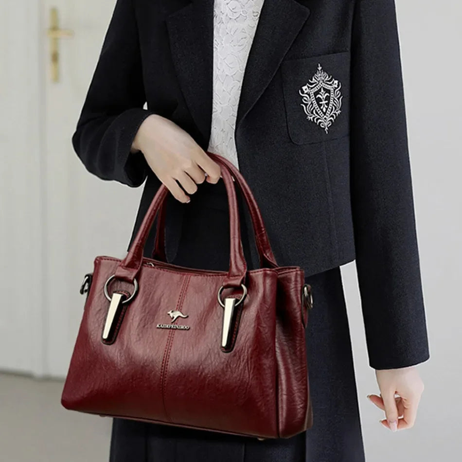 Sacs à bandoulière en cuir PU souple 3 couches pour femmes, sacs à main de luxe de haute qualité, sacs de créateurs, 2025