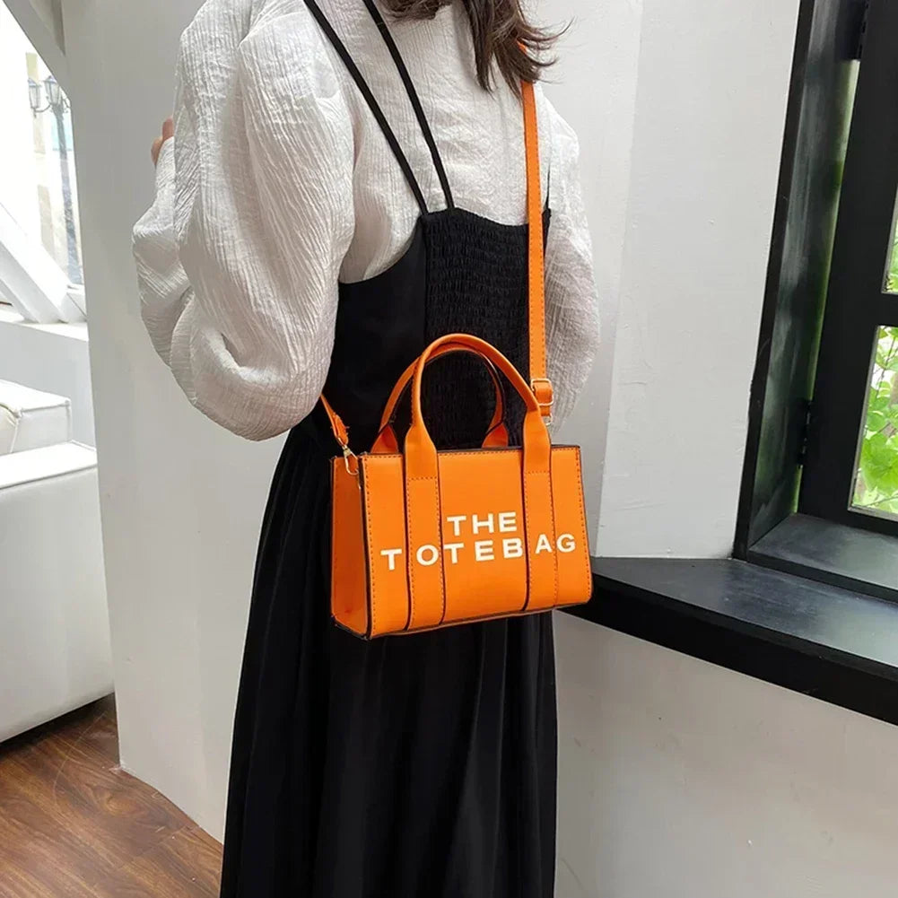 Sac fourre-tout pour femme, lettres contrastées, sac de transport tendance pour dames, en cuir PU, portable, décontracté, simple, bretelles réglables, sacoche pour femme