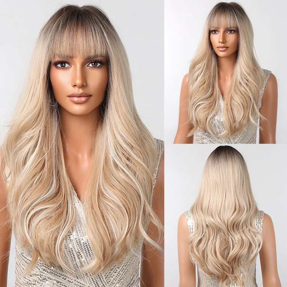HENRY MARGU Red Synthetic Wigs Long Body Wavy Wig Natural Hairline Daily Red Hair Heat Resistant Fiber Smooth Party Cosplay Wig