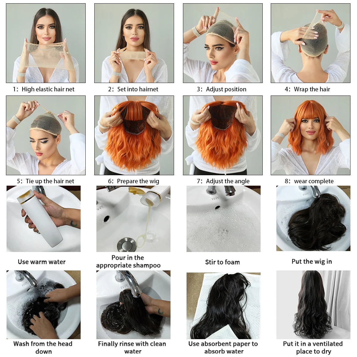 Aquamarine Wig Synthetic Long Curly Orange Red Mermaid Wig with Bangs Loose Body Wave Wigs for Women Halloween Party Cosplay Wig