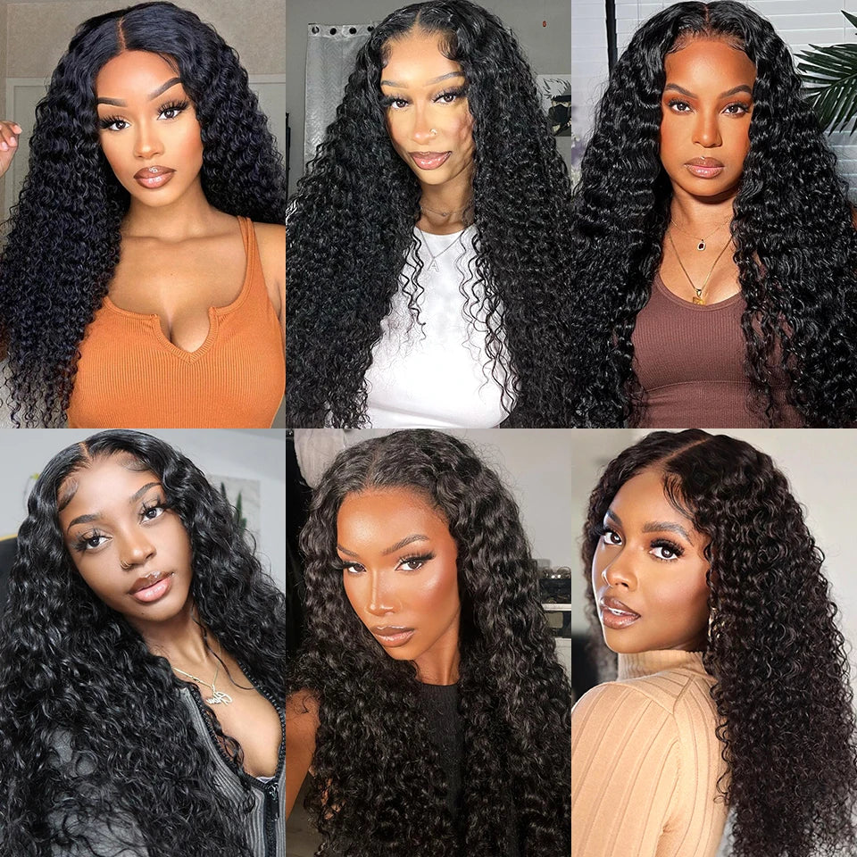 Ali Grace Hair Brazilian Kinky Curly Human Hair Wigs Pre-Plucked 13x4 Lace Frontal Wig Remy Hair Deep Curly 4x4 Lace Closure Wig