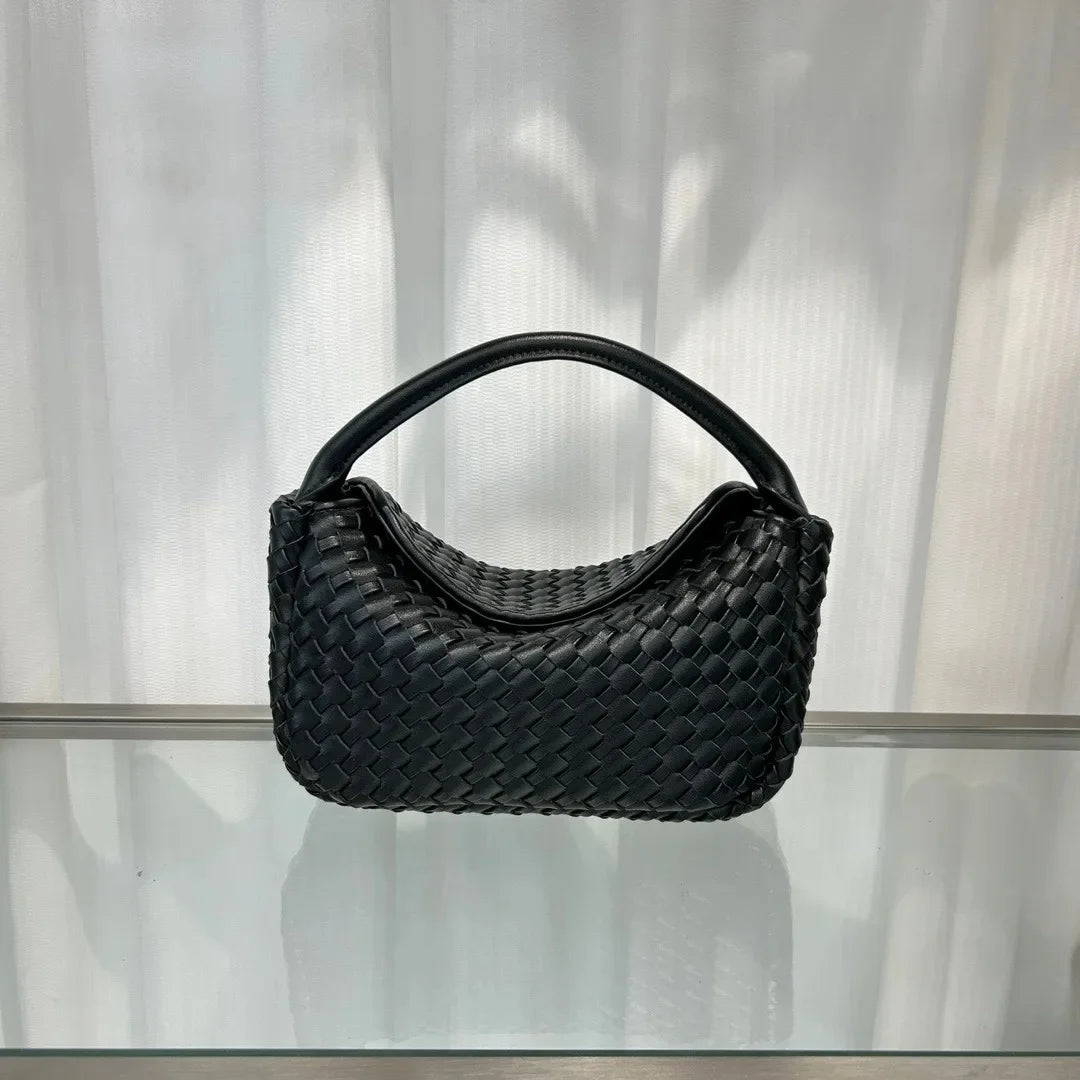 Sac à main en cuir véritable tissé pour femme, nouvelle collection été 2024, sac à bandoulière simple, style tendance et souple