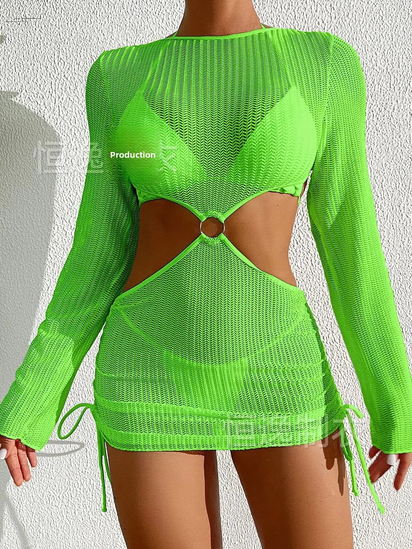 2025 New Cross-Border Tie-Dye Bikini Three-Piece Set Women's Net Sunshade Cover up Beach Skirt Suit Sportswear And Bag Accessori