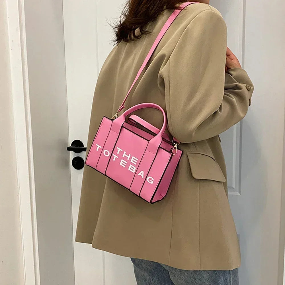 Sac fourre-tout pour femme, lettres contrastées, sac de transport tendance pour dames, en cuir PU, portable, décontracté, simple, bretelles réglables, sacoche pour femme