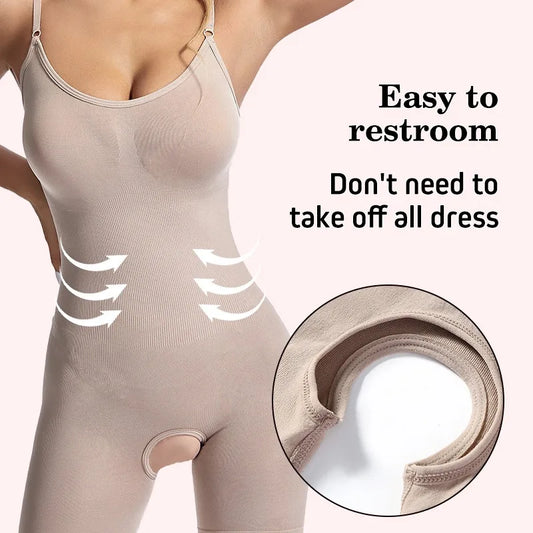 Corset amincissant pour femme, vêtement de compression sans couture, ouvert à l'entrejambe, effet push-up, effet gainant, effet amincissant, effet liftant, effet gainant complet du corps