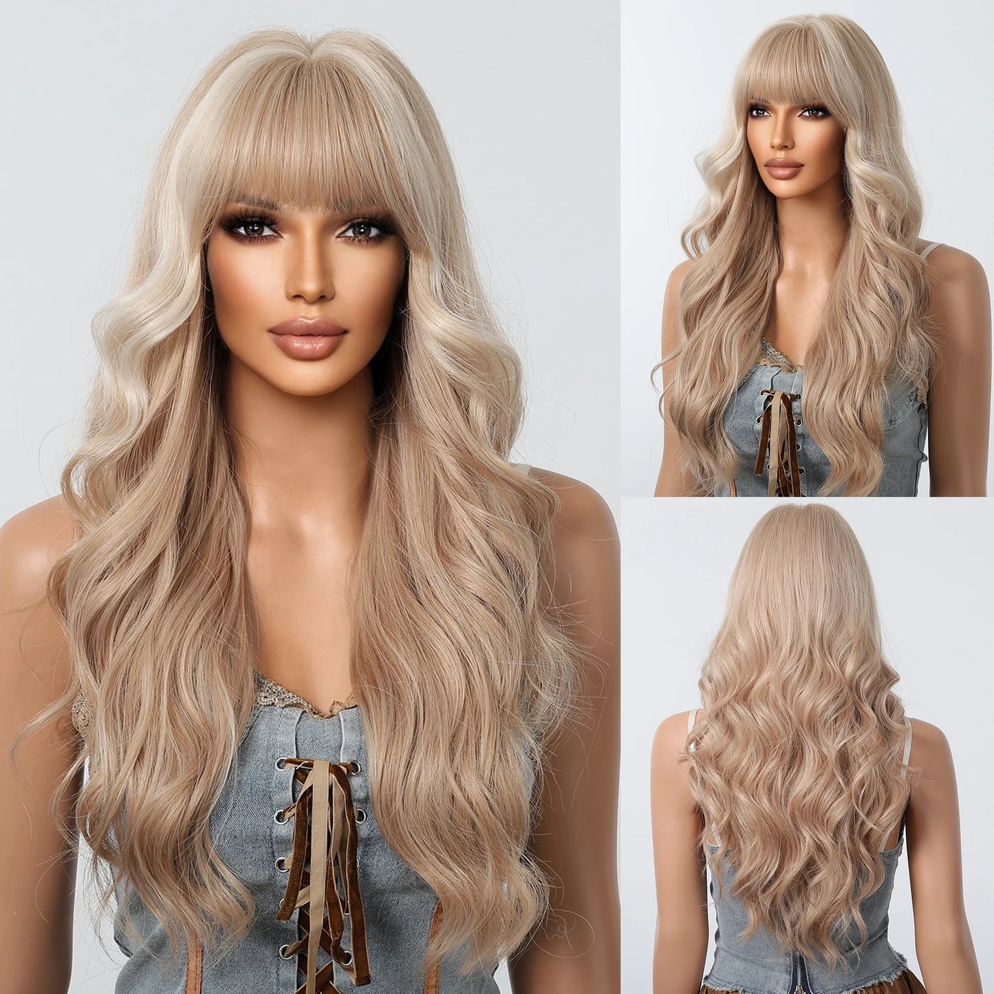 HENRY MARGU Red Synthetic Wigs Long Body Wavy Wig Natural Hairline Daily Red Hair Heat Resistant Fiber Smooth Party Cosplay Wig
