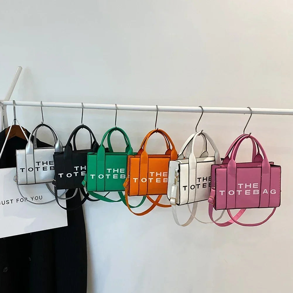 Sac fourre-tout pour femme, lettres contrastées, sac de transport tendance pour dames, en cuir PU, portable, décontracté, simple, bretelles réglables, sacoche pour femme