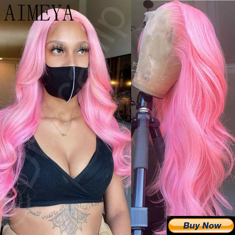 AIMEYA Ginger Synthetic Lace Wigs for Black Women Natural Hairline Synthetic Lace Frontal Wig Heat Resistant Fiber Orange Wigs
