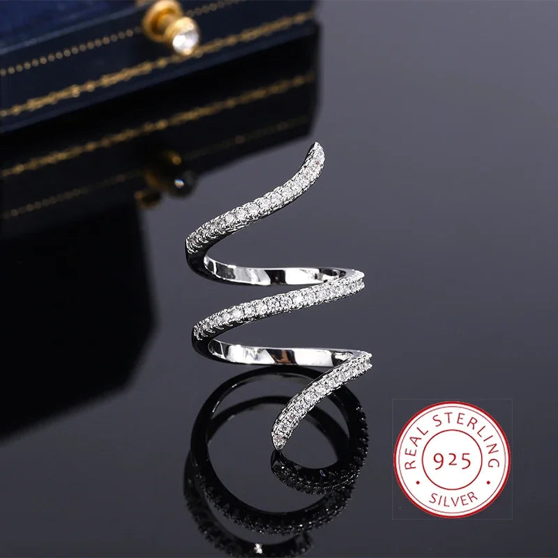 Bague en argent 925, nouvelle mode, bague géométrique en zircon, ligne irrégulière, personnalité, simple, fiançailles, mariage, bijoux