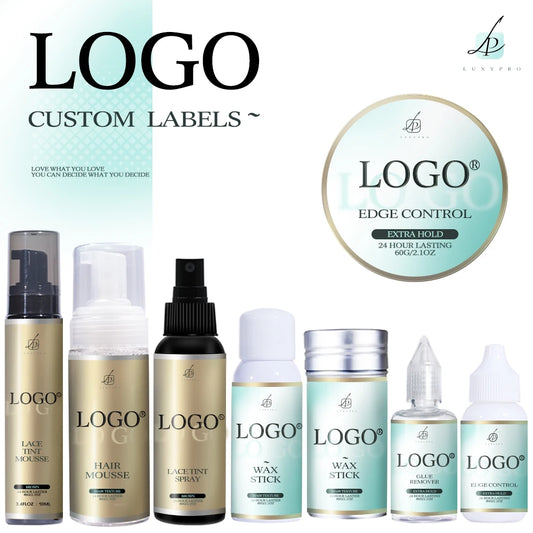 Kit de colle pour perruque avec tout Étiquette personnalisée Colle pour perruque en dentelle pour perruques en dentelle Mousse de teinture pour dentelle Spray de teinture pour perruque frontale en dentelle