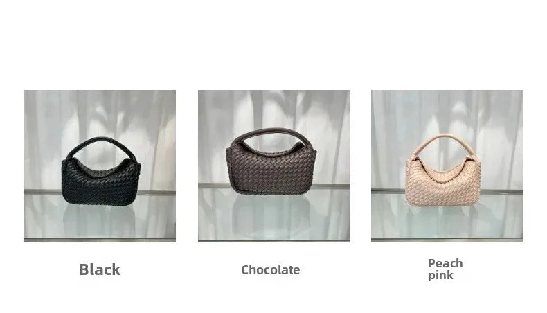 Sac à main en cuir véritable tissé pour femme, nouvelle collection été 2024, sac à bandoulière simple, style tendance et souple