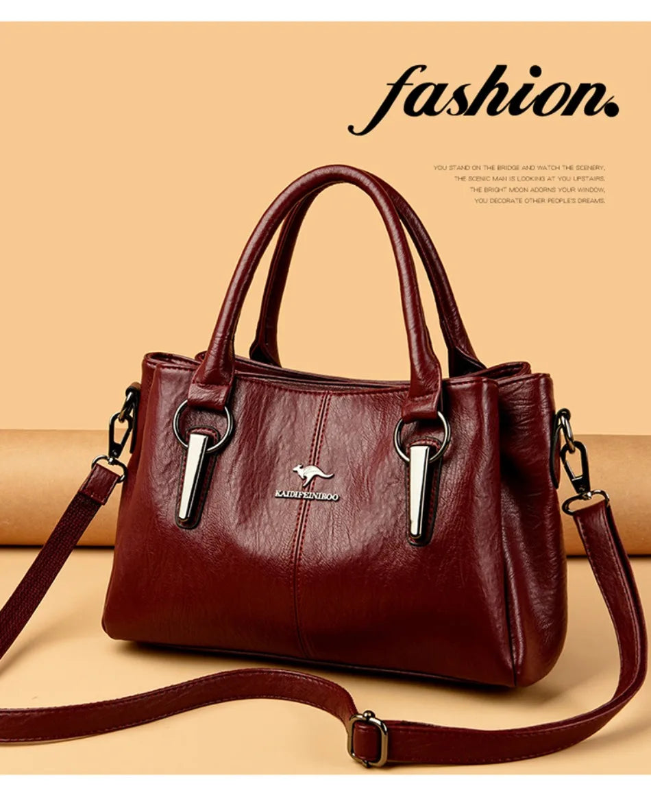 Sacs à bandoulière en cuir PU souple 3 couches pour femmes, sacs à main de luxe de haute qualité, sacs de créateurs, 2025