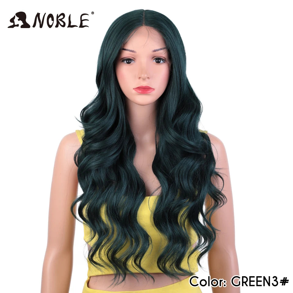 Noble Lace Front Wig Synthetic 28“ Highlight Honey Brown Body Wave Wig Blonde Wigs For Women Lace Wig Synthetic Lace Front Wig