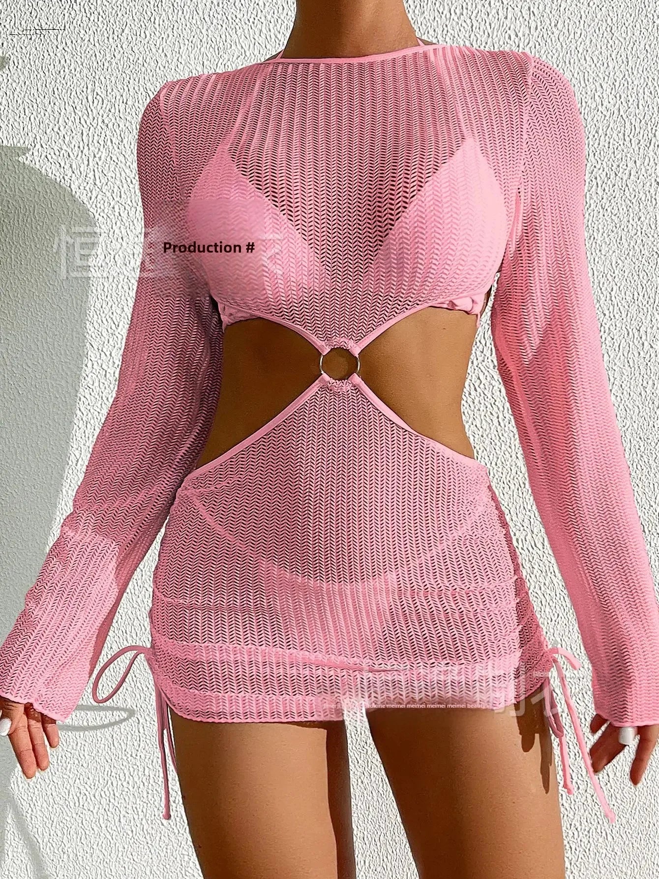2025 New Cross-Border Tie-Dye Bikini Three-Piece Set Women's Net Sunshade Cover up Beach Skirt Suit Sportswear And Bag Accessori
