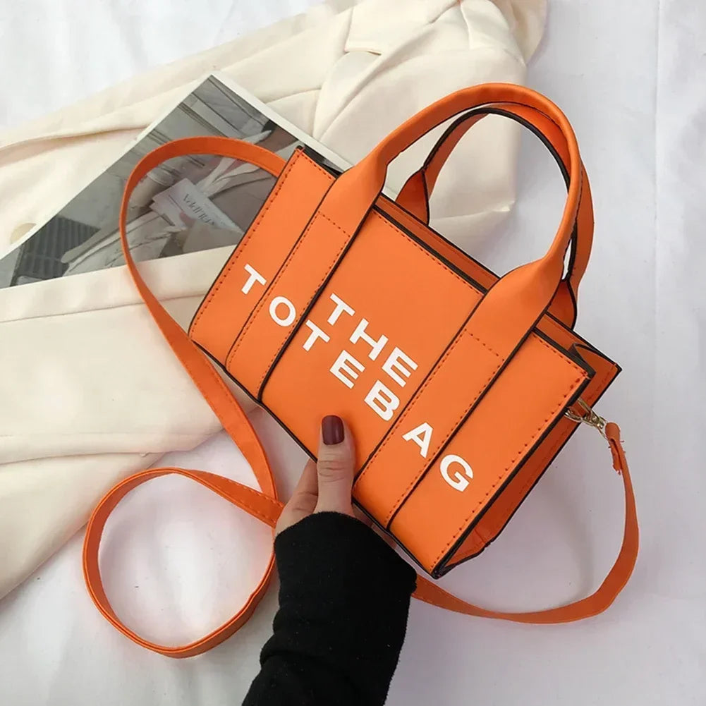 Sac fourre-tout pour femme, lettres contrastées, sac de transport tendance pour dames, en cuir PU, portable, décontracté, simple, bretelles réglables, sacoche pour femme