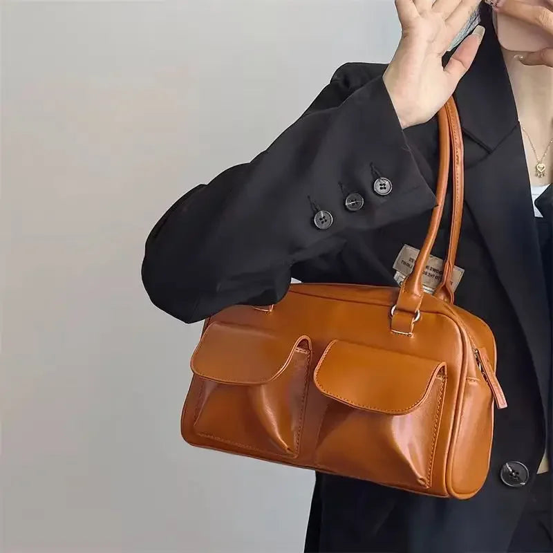 Sacs à bandoulière vintage pour femmes, fourre-tout simple pour dames, sac à main en cuir PU, sac à main bordeaux, grand format
