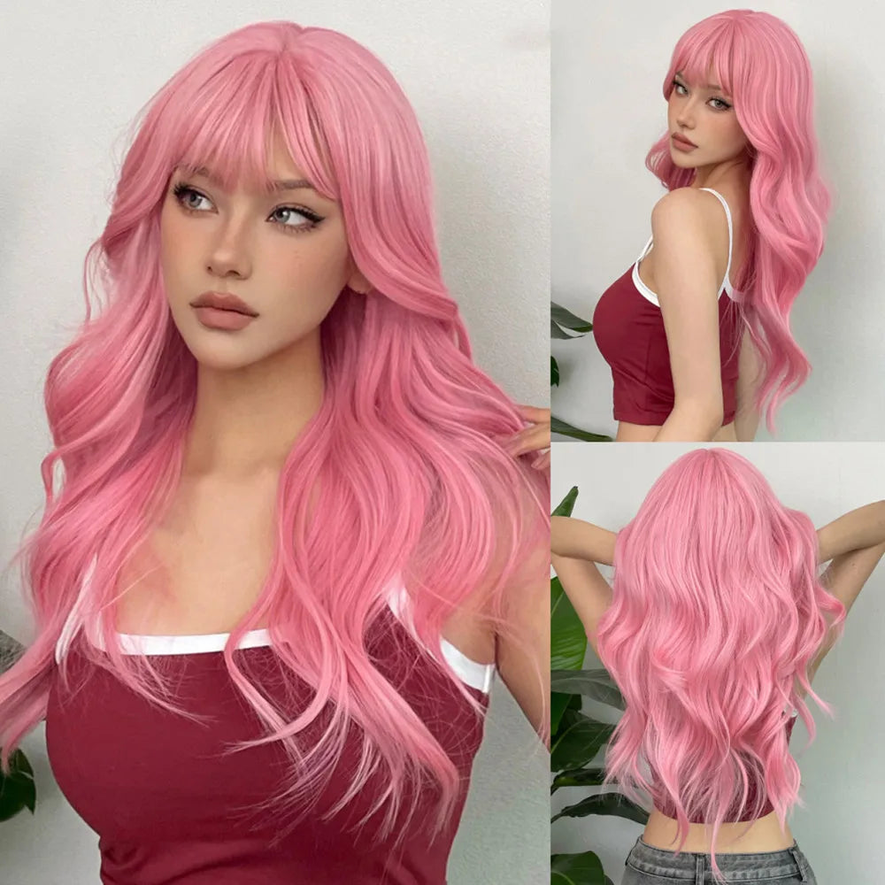 HENRY MARGU Red Synthetic Wigs Long Body Wavy Wig Natural Hairline Daily Red Hair Heat Resistant Fiber Smooth Party Cosplay Wig