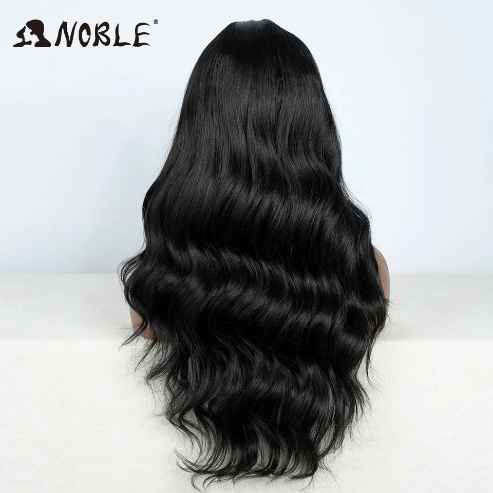 Noble Lace Front Wig Synthetic 28“ Highlight Honey Brown Body Wave Wig Blonde Wigs For Women Lace Wig Synthetic Lace Front Wig