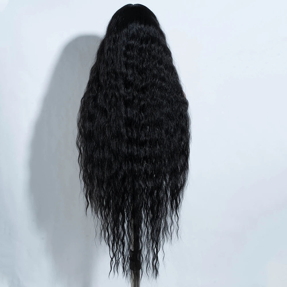 Perruques synthétiques en dentelle pour femmes noires, cheveux longs et bouclés, 42 pouces, perruque frontale en dentelle blonde ombrée