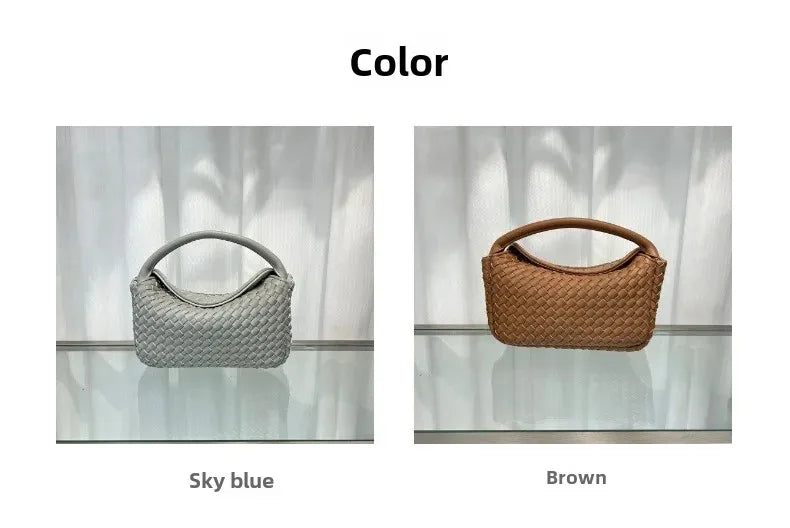 Sac à main en cuir véritable tissé pour femme, nouvelle collection été 2024, sac à bandoulière simple, style tendance et souple