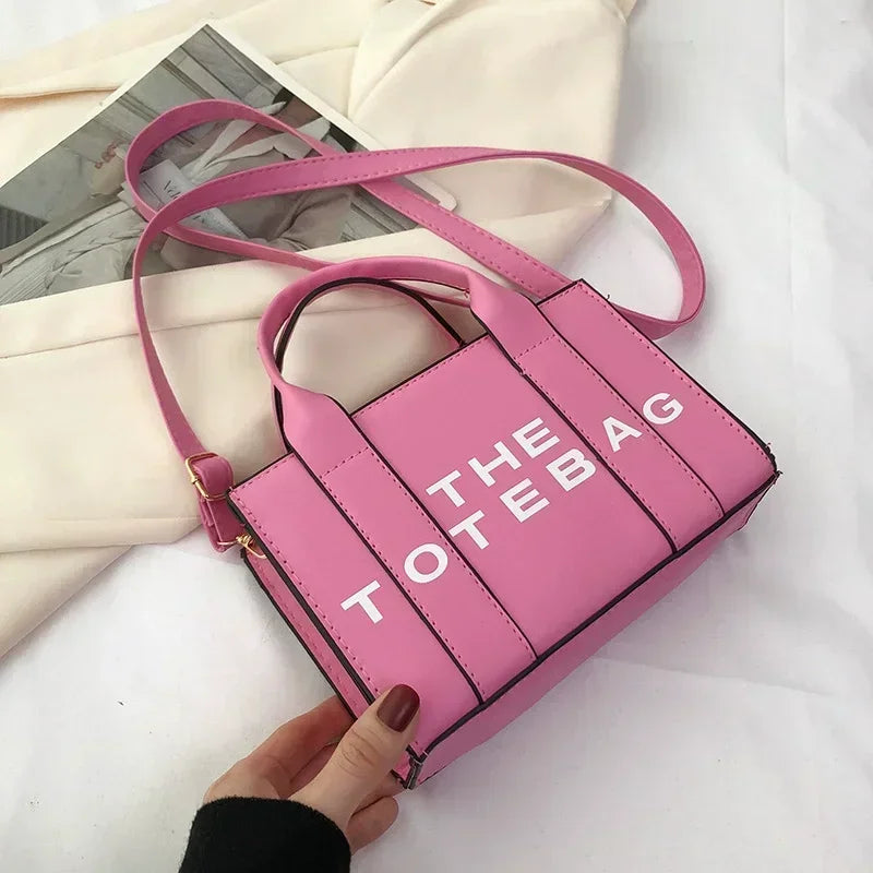 Sac fourre-tout pour femme, lettres contrastées, sac de transport tendance pour dames, en cuir PU, portable, décontracté, simple, bretelles réglables, sacoche pour femme