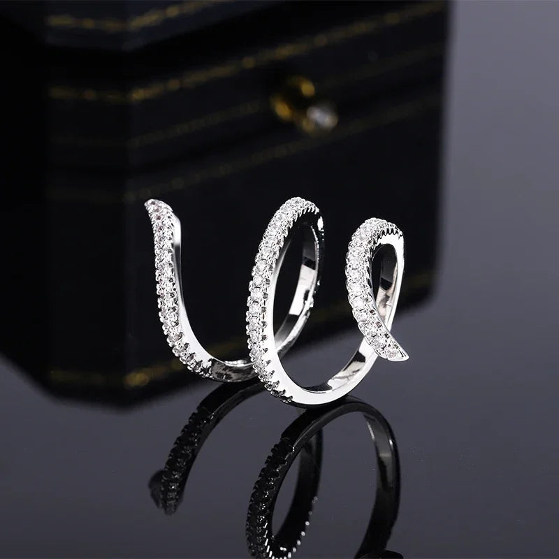Bague en argent 925, nouvelle mode, bague géométrique en zircon, ligne irrégulière, personnalité, simple, fiançailles, mariage, bijoux