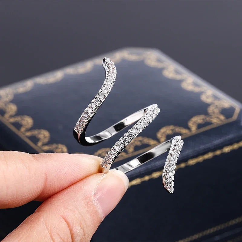 Bague en argent 925, nouvelle mode, bague géométrique en zircon, ligne irrégulière, personnalité, simple, fiançailles, mariage, bijoux