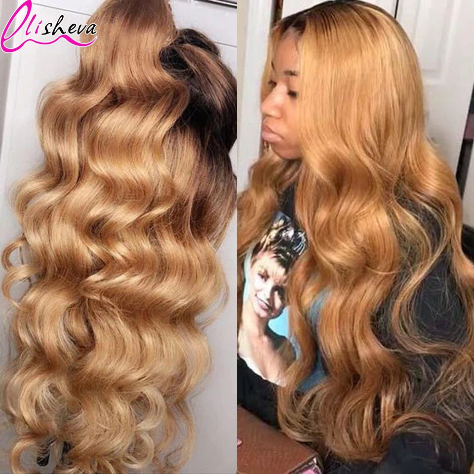 Cheap Price Human Hair Wig On Sale Clearance Highlight Ombre Body Wave 13x4 Transparent Brazilian Honey Blonde HD Lace Front Wig