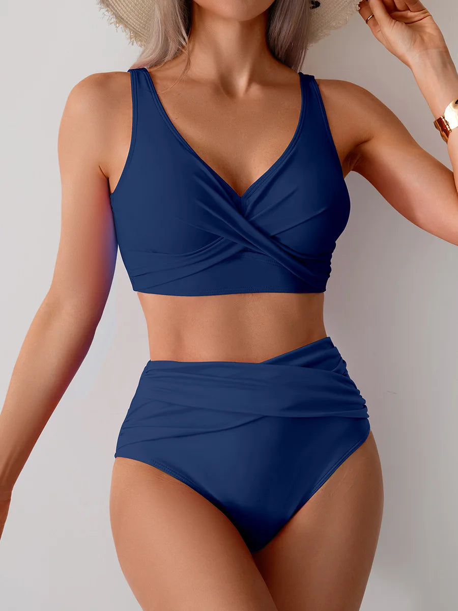 Maillot de bain sexy VigoBreviya 2025 à bretelles solides pour femmes, ensemble bikini push-up croisé, maillot de bain brésilien taille haute, maillot de bain de plage