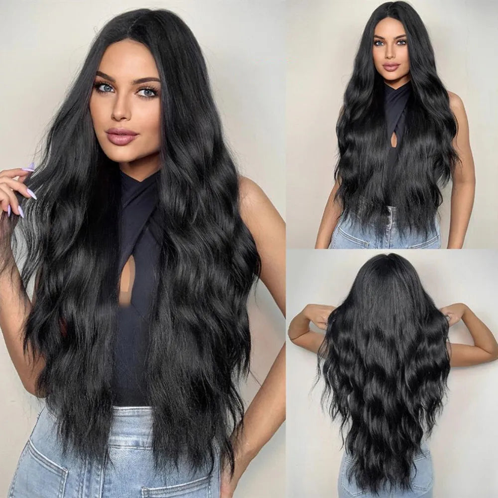 HENRY MARGU Red Synthetic Wigs Long Body Wavy Wig Natural Hairline Daily Red Hair Heat Resistant Fiber Smooth Party Cosplay Wig