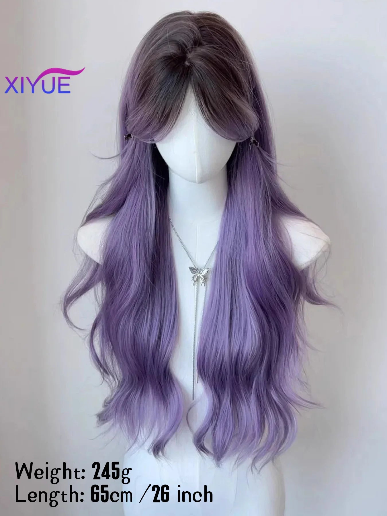 XIYUE Burgundy Long Wavy Wigs Wine Red Wig with Bangs for Women Daily Synthetic Hair Cosplay Wig Heat Resistant Fiber