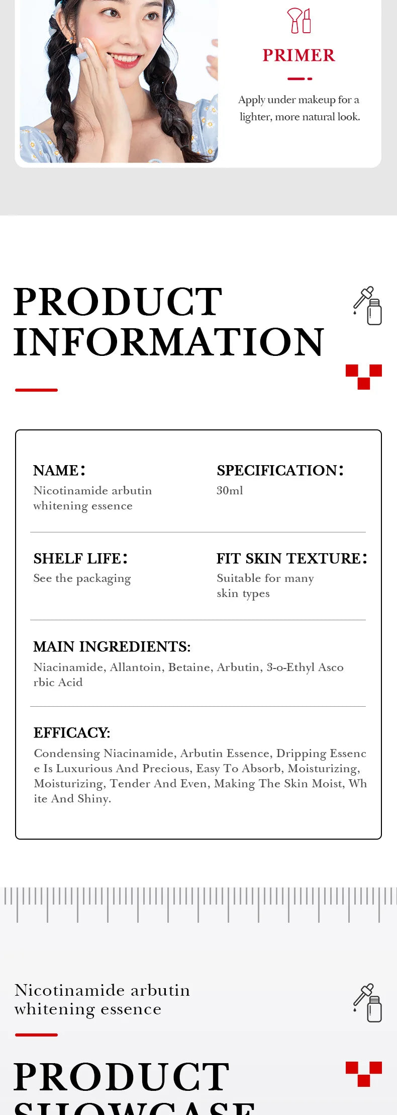 Lot de 3 sérums éclaircissants à l'arbutine pour le visage, hydratants, éclaircissants et raffermissants, essences pour le visage, soins de la peau