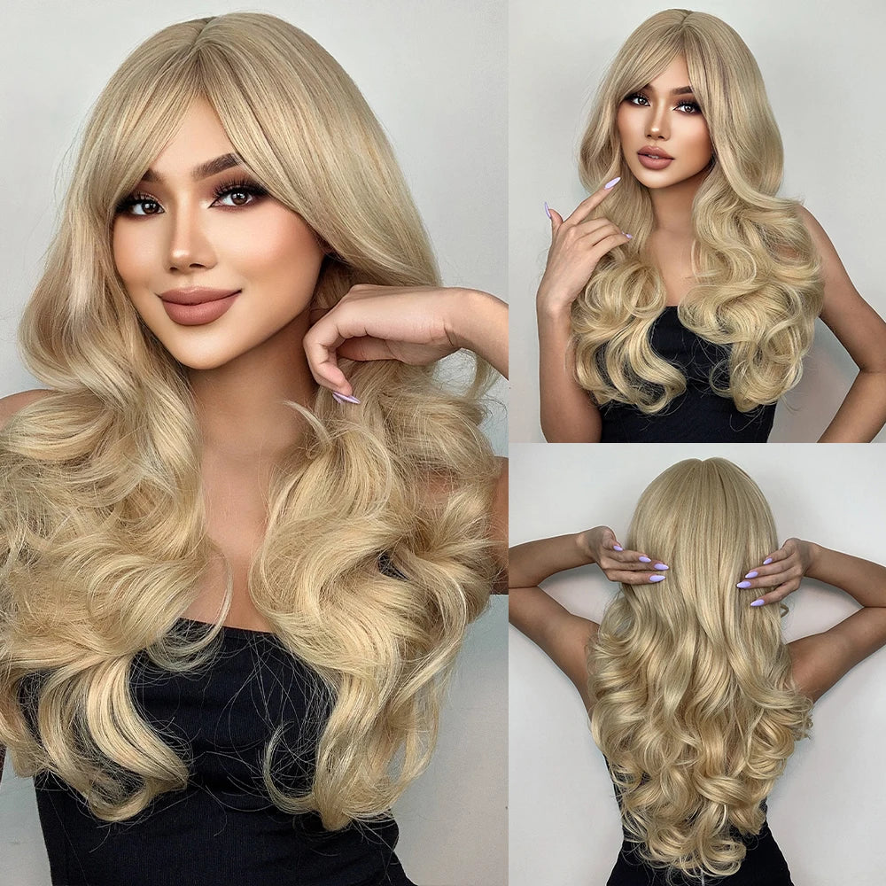 HENRY MARGU Red Synthetic Wigs Long Body Wavy Wig Natural Hairline Daily Red Hair Heat Resistant Fiber Smooth Party Cosplay Wig