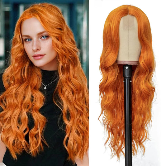 Tereshar Synthetic Long Curly Wavy Wig for Women Middle Part Curly Wavy Wig Heat Resistant Fiber Wig for Daily Party Use