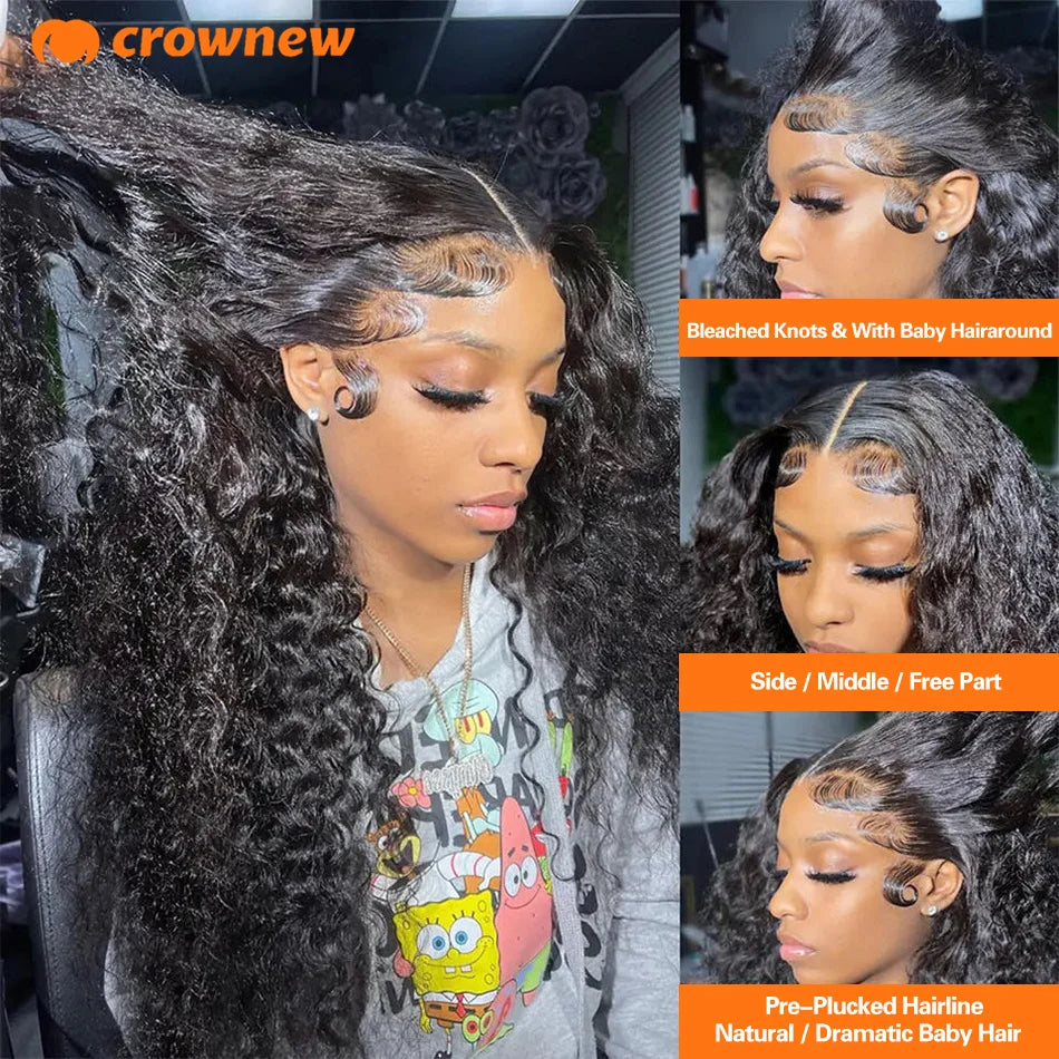 Curly Human Hair Wig 13x4 13X6 HD Lace Frontal Wigs 200% Lace Front Human Hair Deep Wave Frontal Wig Pre Plucked Human Hair Wigs