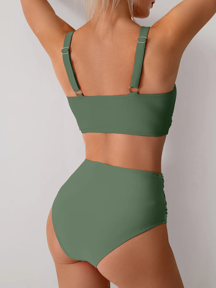 Maillot de bain sexy VigoBreviya 2025 à bretelles solides pour femmes, ensemble bikini push-up croisé, maillot de bain brésilien taille haute, maillot de bain de plage