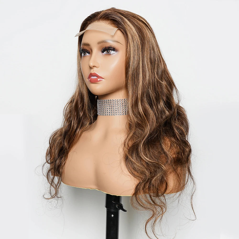 Highlight P1B/30 Colored Human Hair Wigs 4*4 Lace Closure Wig Remy Brazilian Hair Body Wave Black Brown Front Lace Wigs
