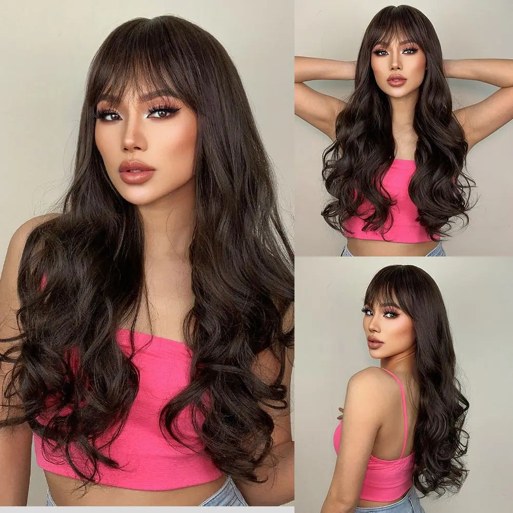HENRY MARGU Red Synthetic Wigs Long Body Wavy Wig Natural Hairline Daily Red Hair Heat Resistant Fiber Smooth Party Cosplay Wig